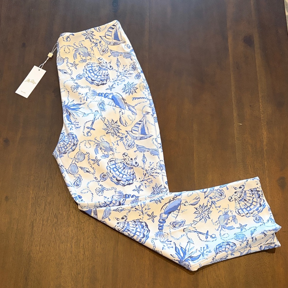 Lilly Pulitzer White and Blue Nautical Ankle Pants